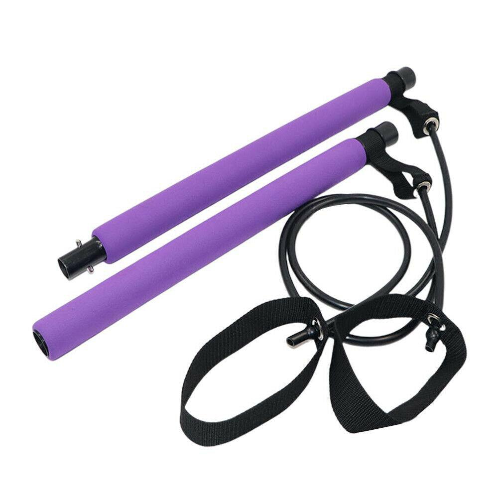 Adjustable Pilates Bar Kit Resistance Band Exercise Stick Toning Gym, Yoga